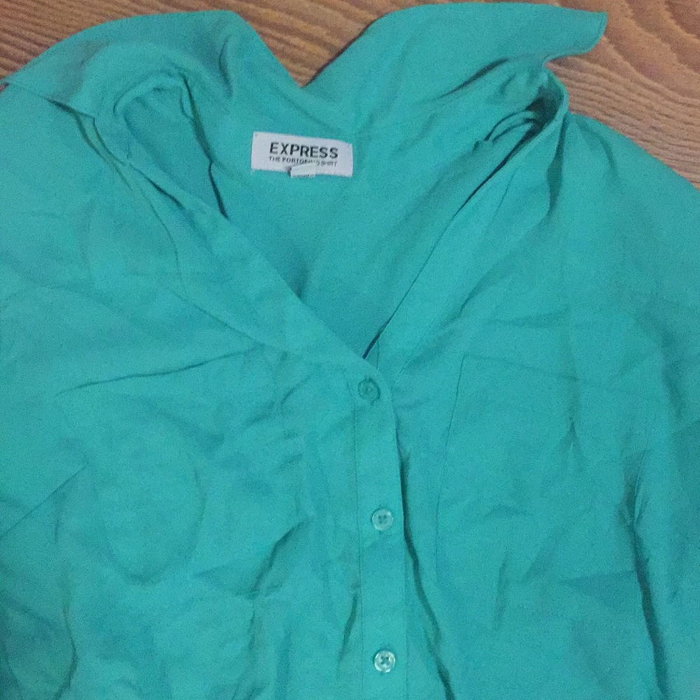 Express Mint Button Down Blouse - image 2